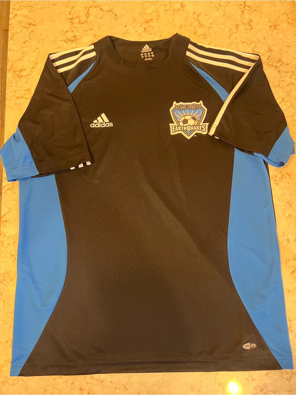 Adidas Men’s San Jose Earthquakes Black & Blue Athletic Jersey